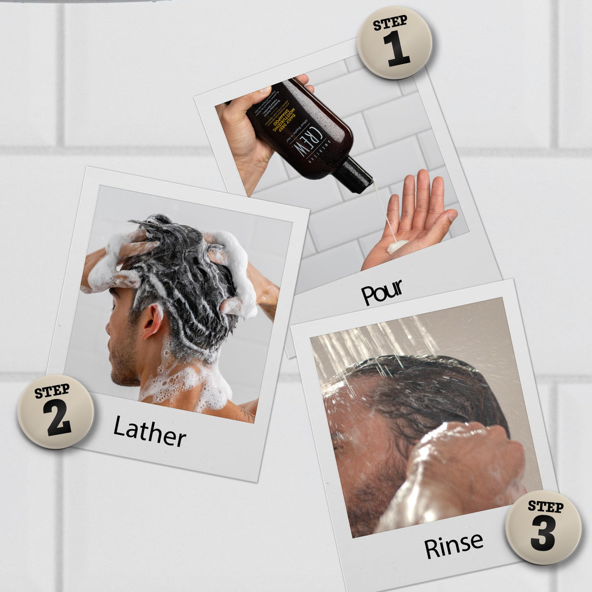 AMERICAN CREW Deep Moisturizing Shampoo in bathroom setting