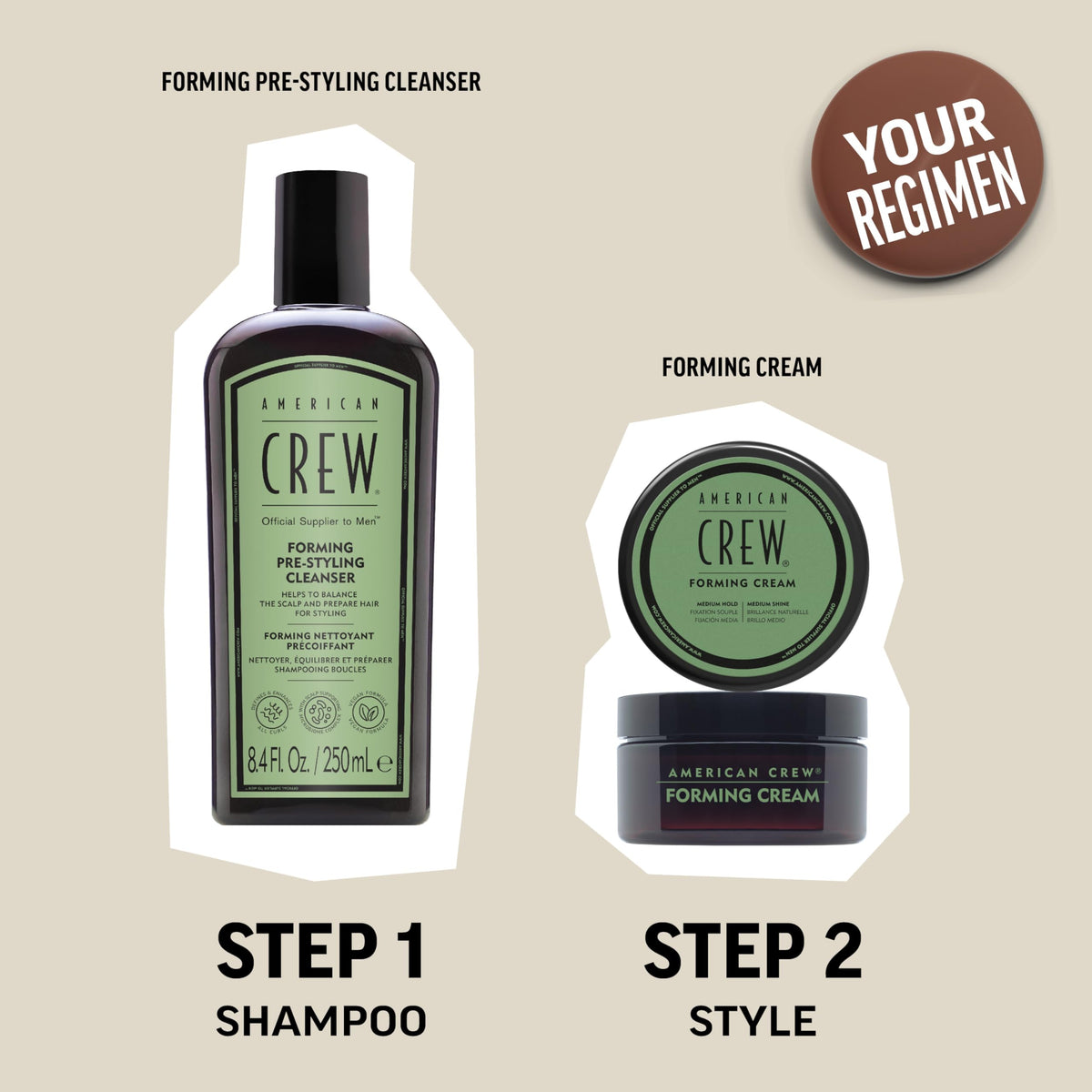 AMERICAN CREW Hair Forming Cream 3 oz with towel-dried hair