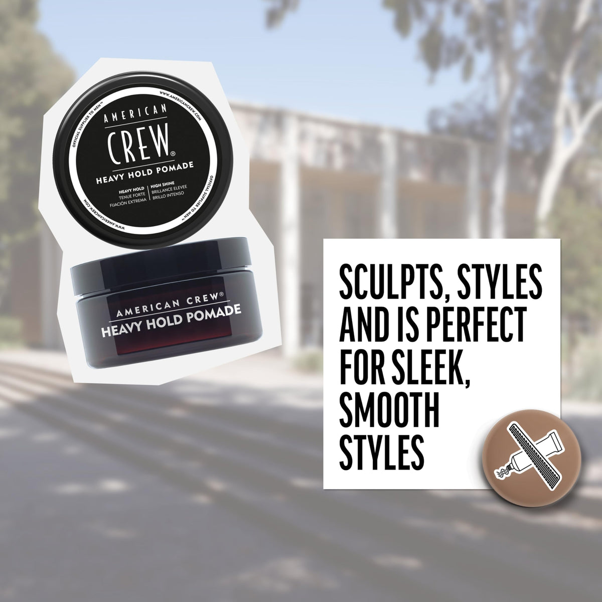 AMERICAN CREW Men's Hair Pomade Heavy Hold applied to hair