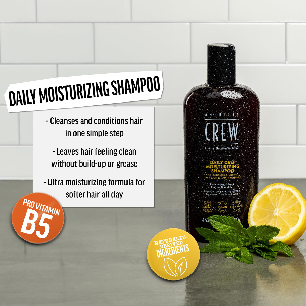 AMERICAN CREW shampoo bottle side view