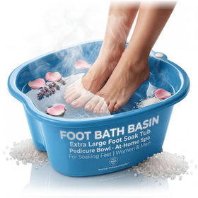 American Wellness Authority Extra Large Foot Soaking Tub front view in blue