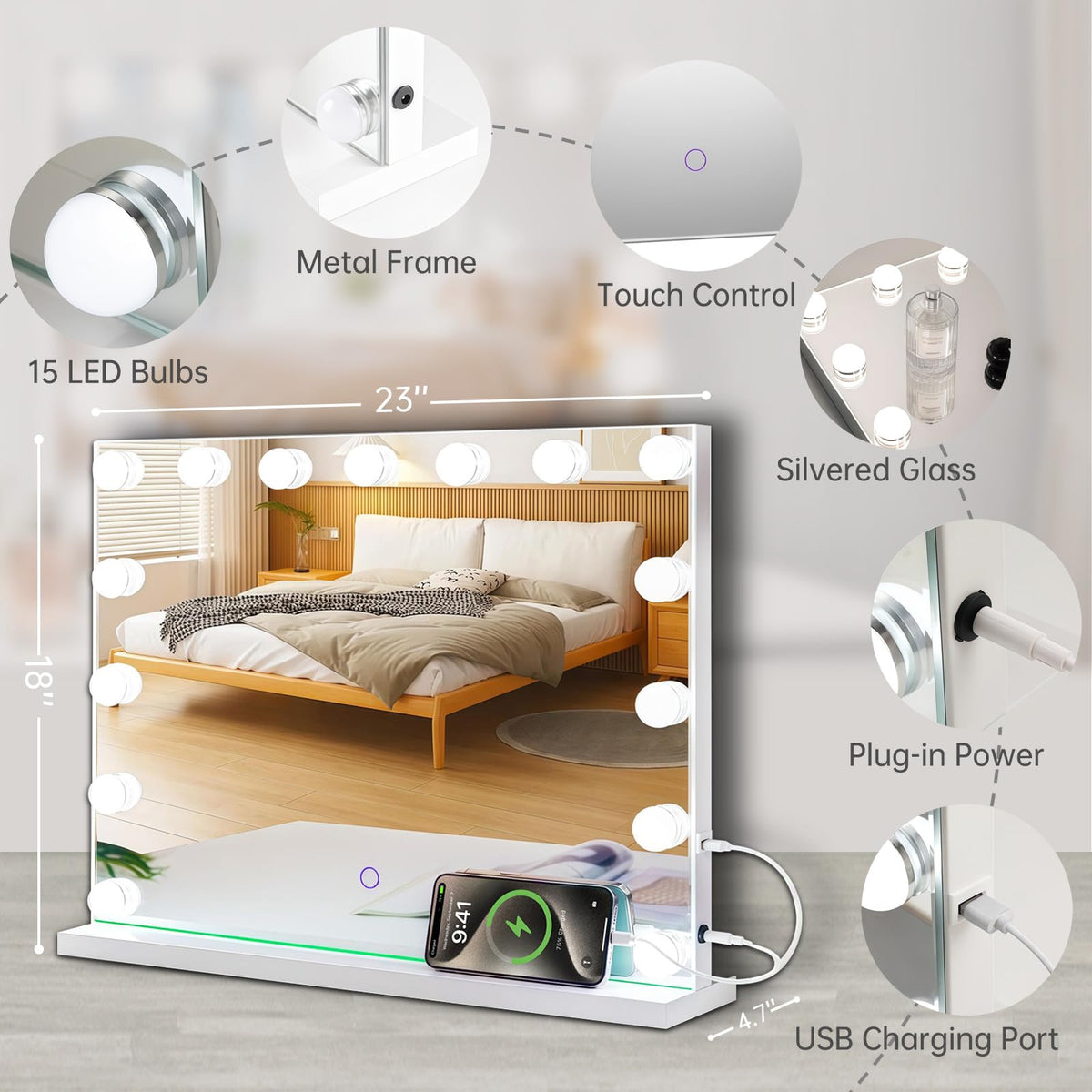 Amifiy Hollywood Vanity Mirror with cool light setting