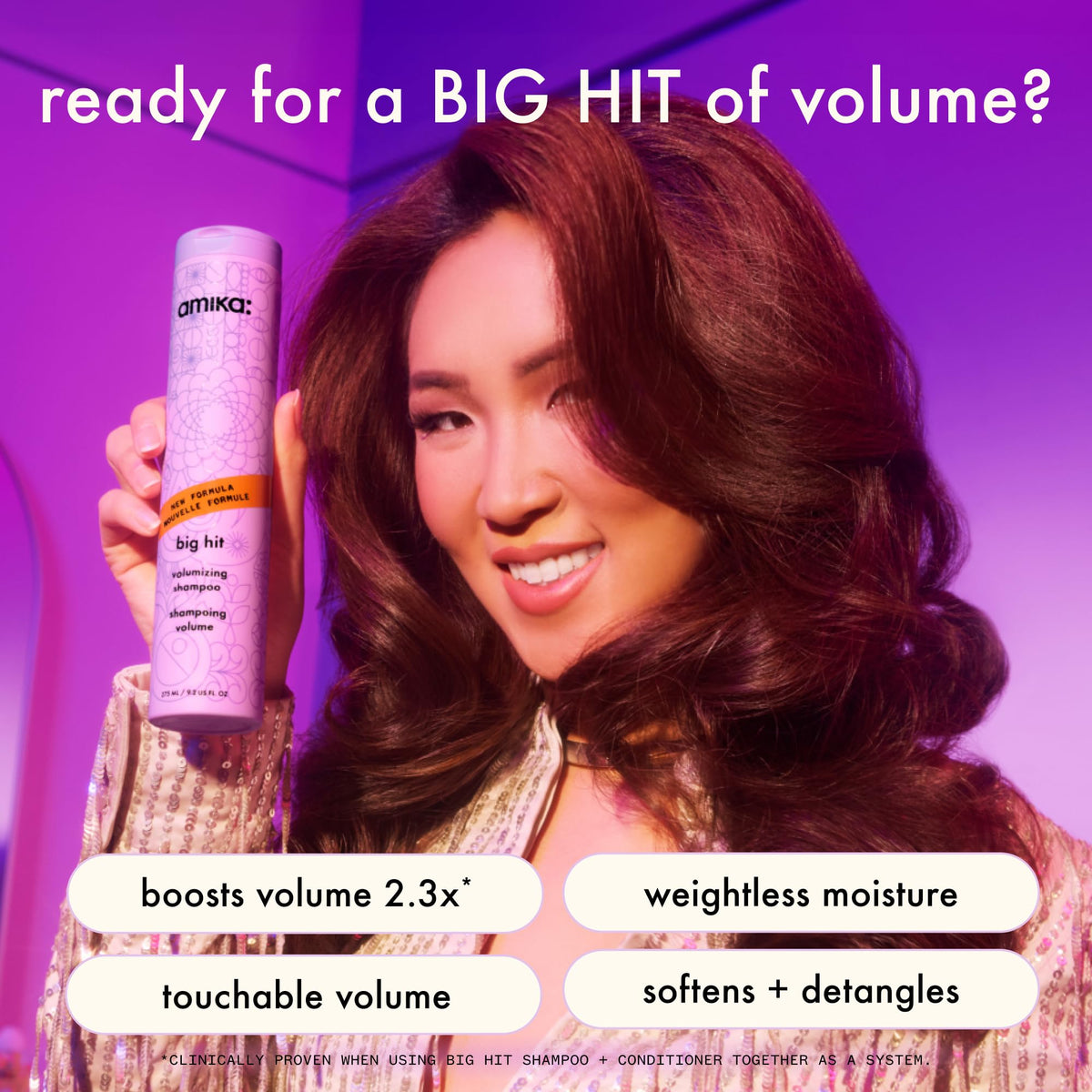 Amika Big Hit Volumizing Shampoo 1000ml back view
