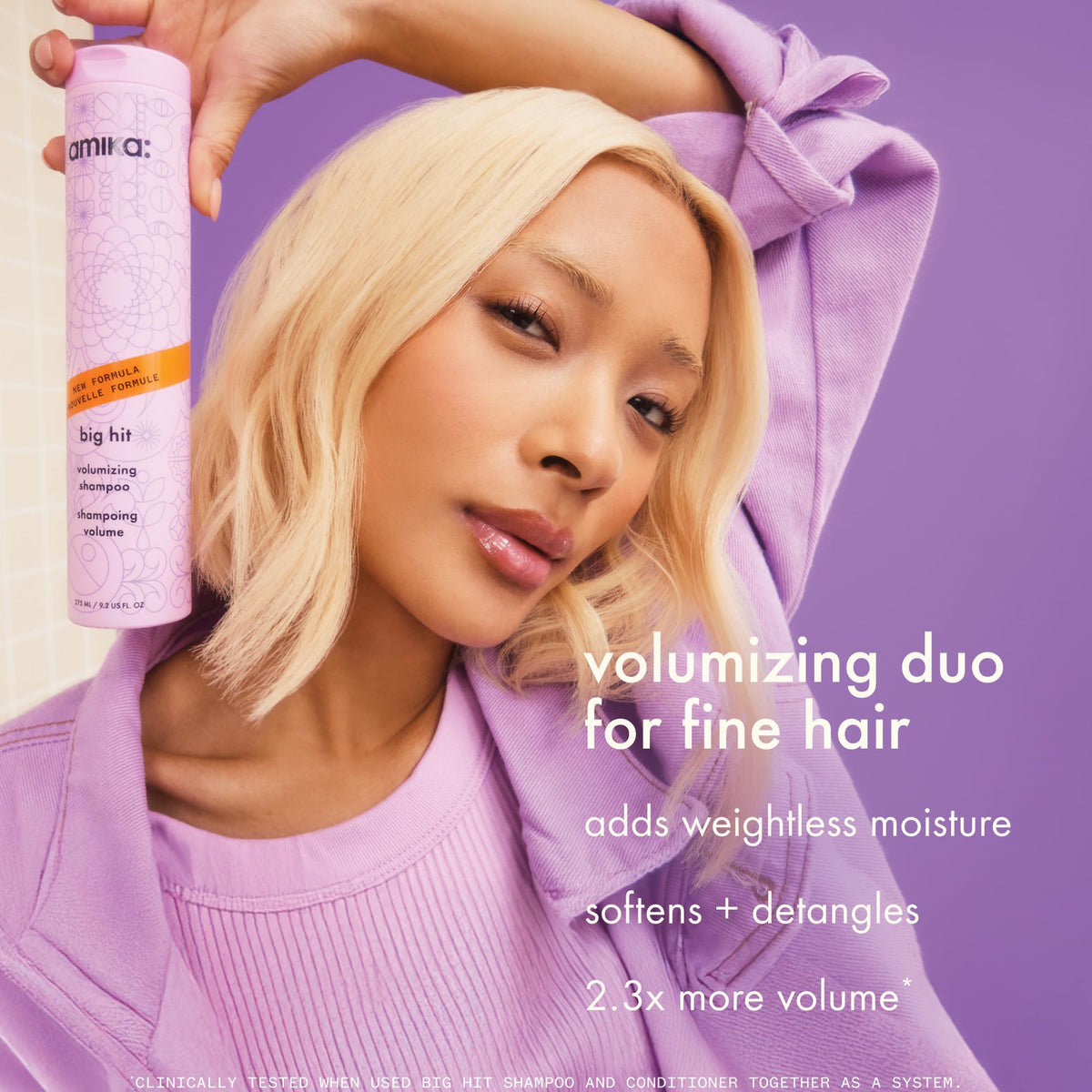 Amika Big Hit Volumizing Shampoo 275ml back view