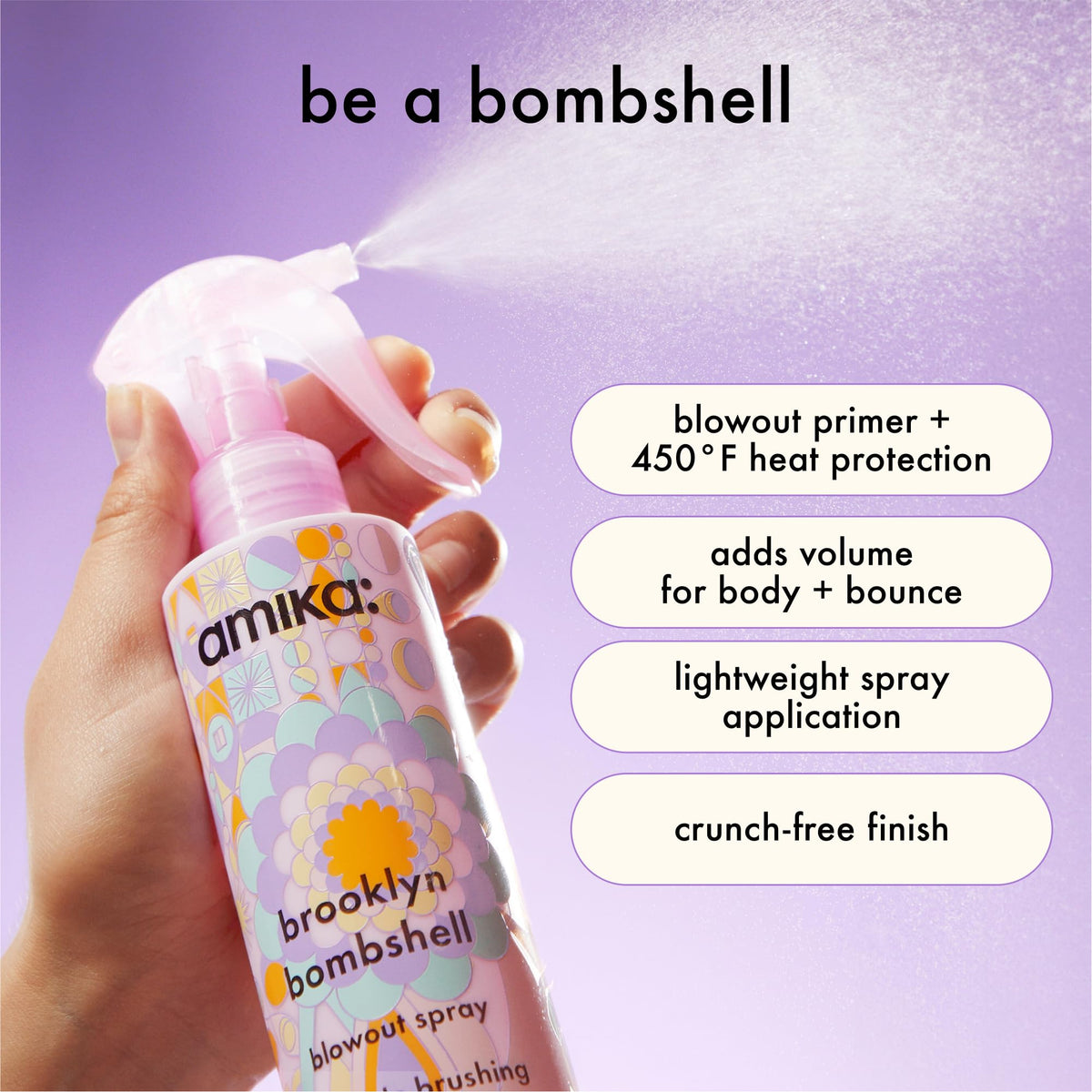 Amika Brooklyn Bombshell Blowout Spray 200ml back view