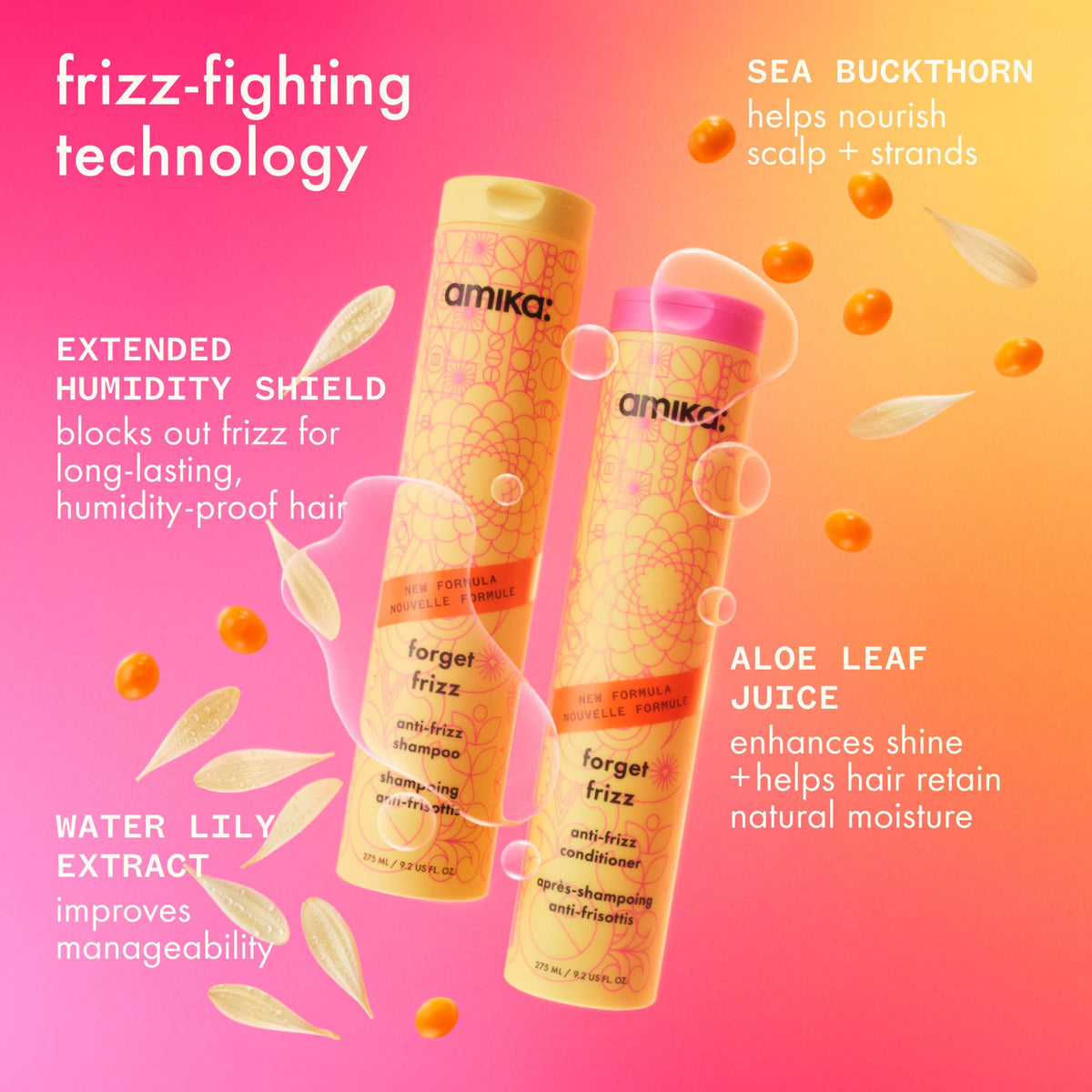 Amika Forget Frizz Anti-Frizz Shampoo 275ml with pump