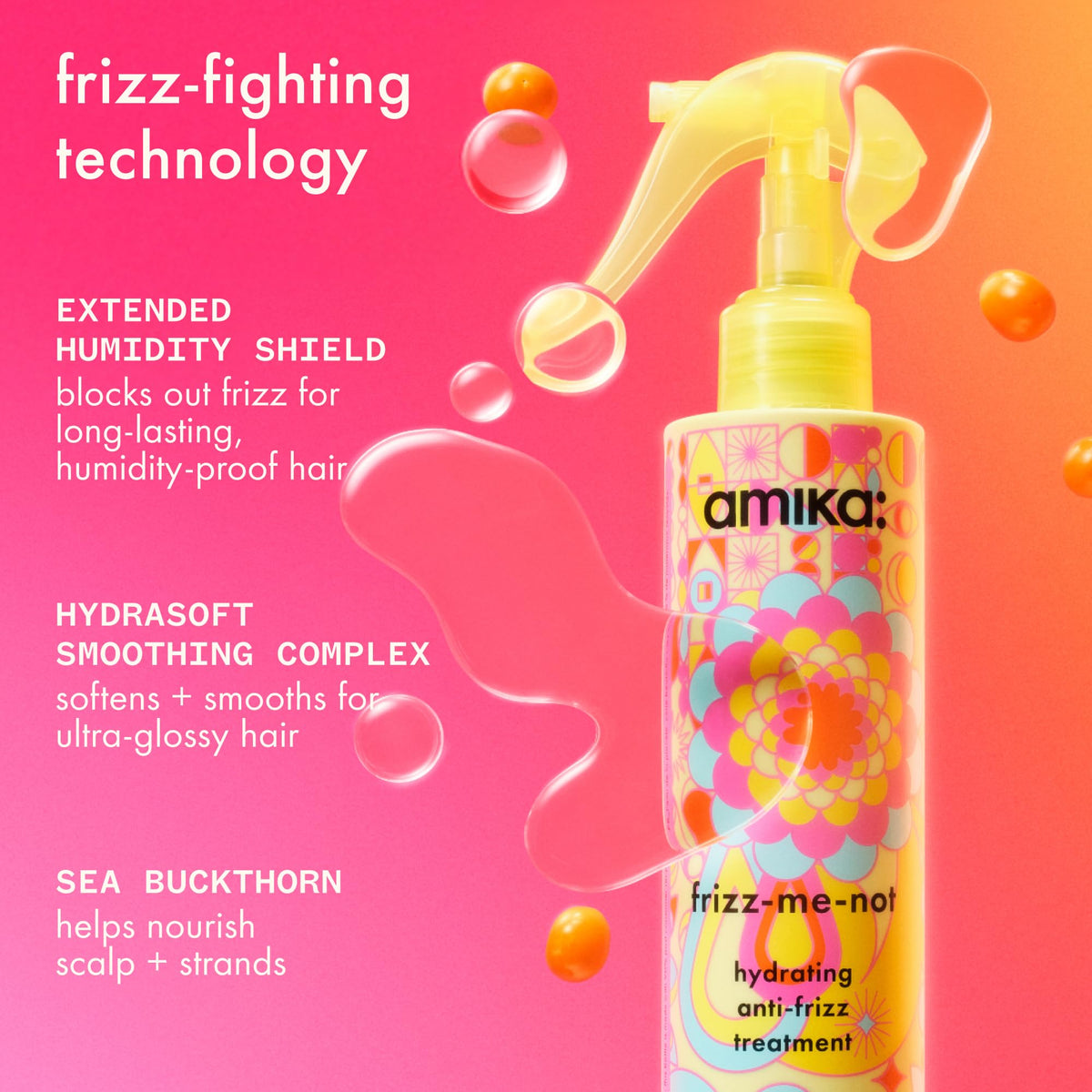 Amika Frizz-Me-Not Hydrating Anti-Frizz 200ml in lifestyle setting