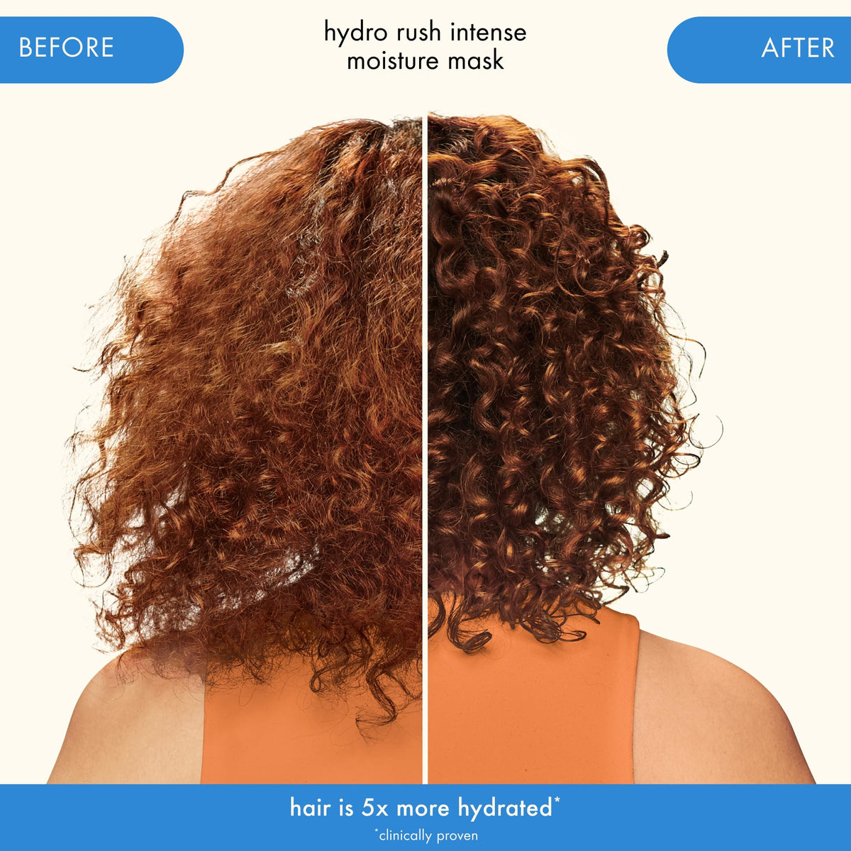 Amika Hydro Rush Intense Moisture Mask application on hair