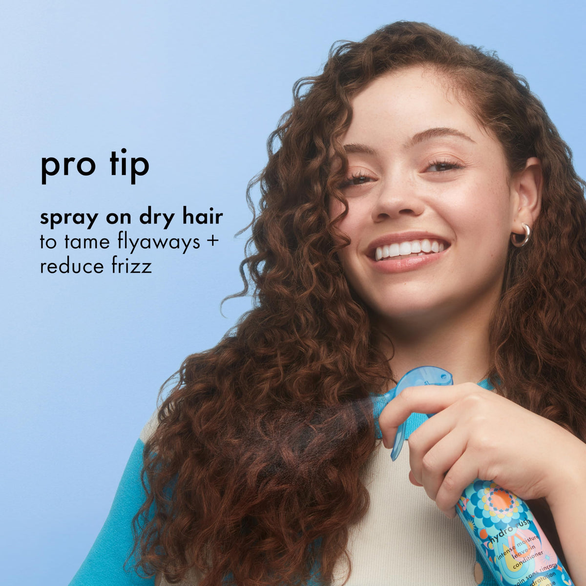 Amika Hydro Rush Leave-In Conditioner with hair styling tools