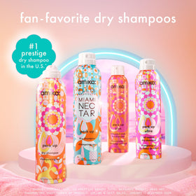 Amika Miami Nectar Dry Shampoo with tropical background