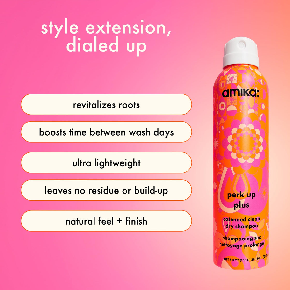Amika Perk Up Plus Dry Shampoo 5.3oz side view