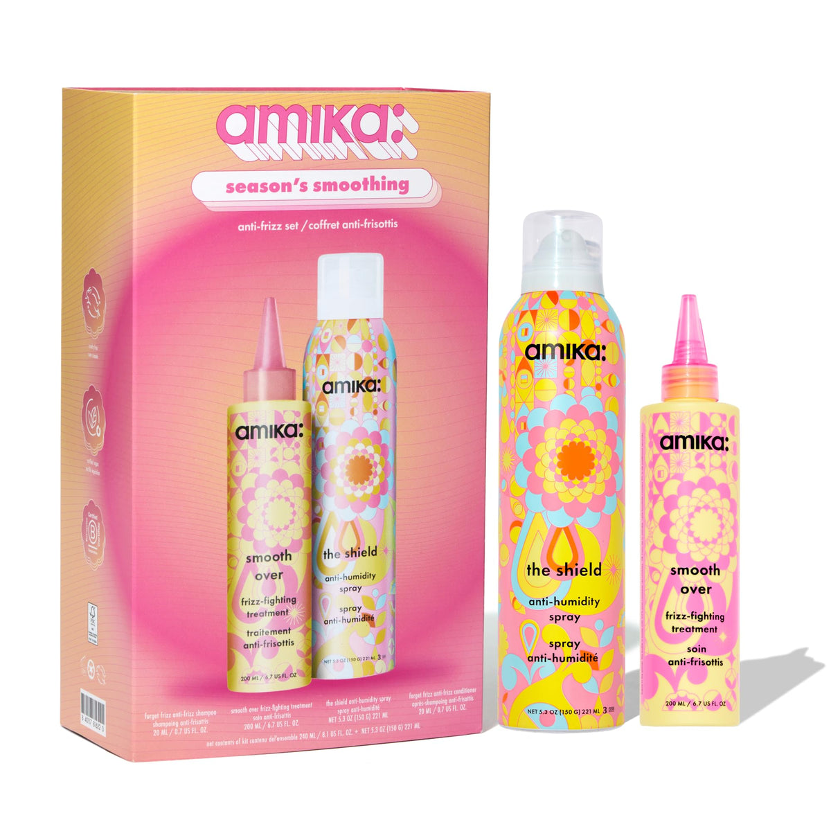 Amika Season's Smoothing Anti-Frizz Set packaging front view