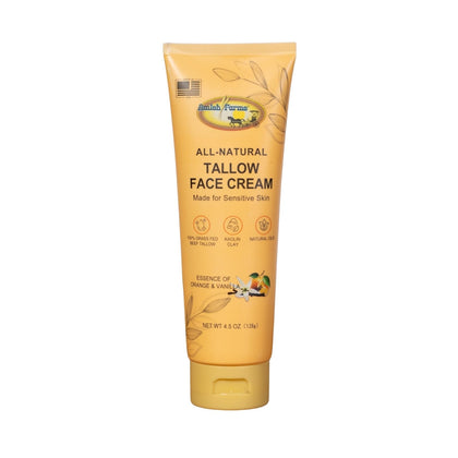 Amish Farms Beef Tallow Face Moisturizer front view with orange vanilla scent