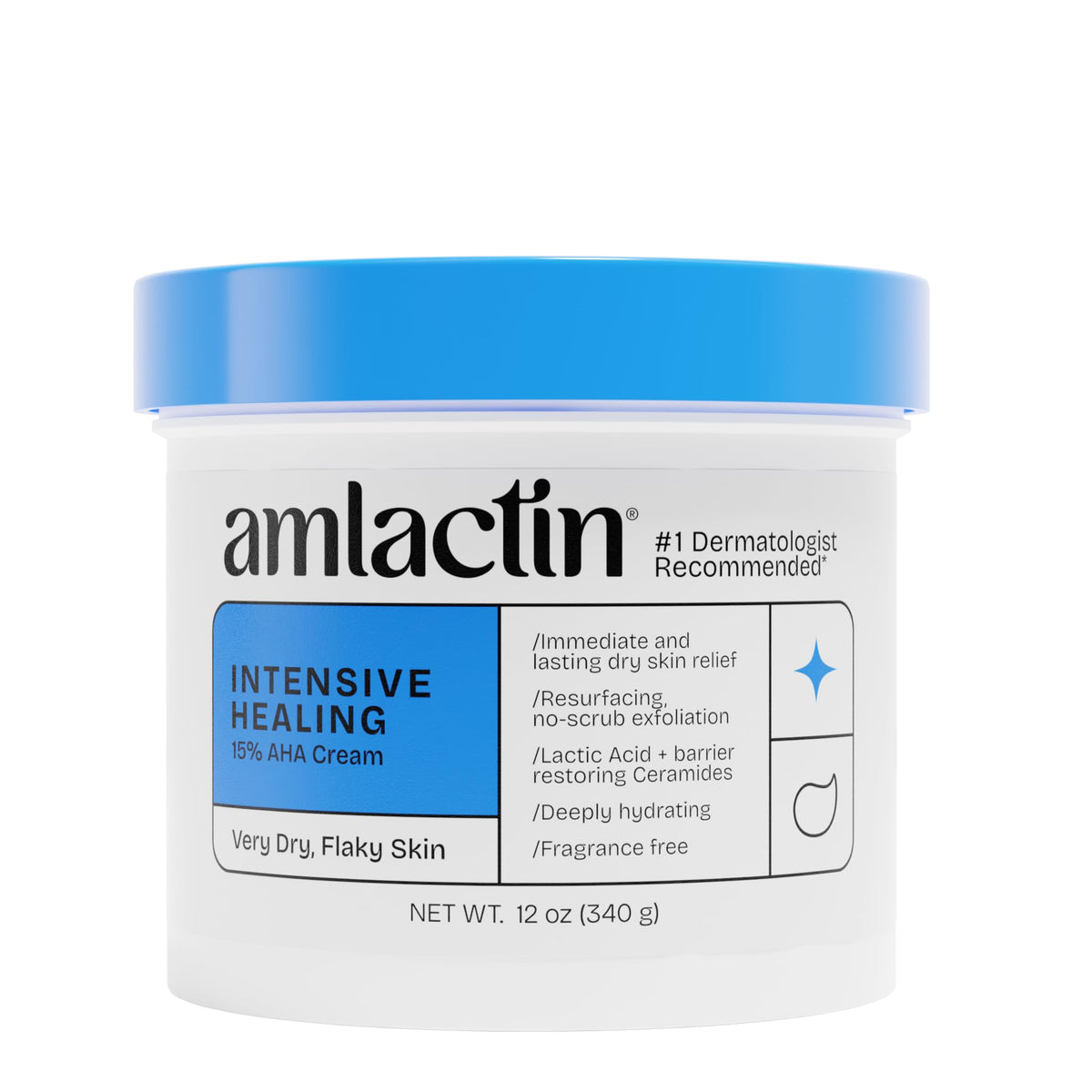 AmLactin Intensive Healing Body Cream 15% Lactic Acid 12 oz front view