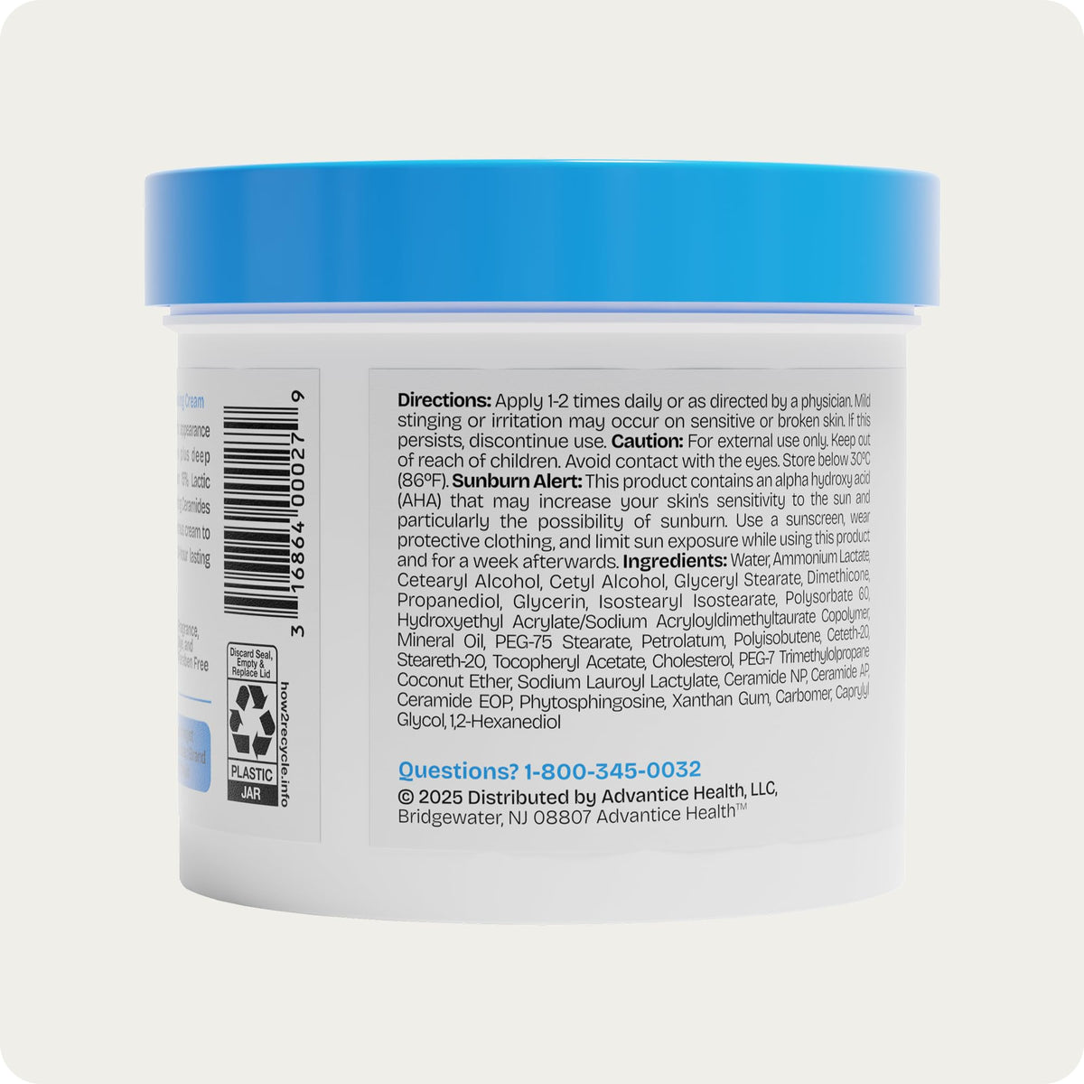 AmLactin Intensive Healing Body Cream ingredients list on packaging
