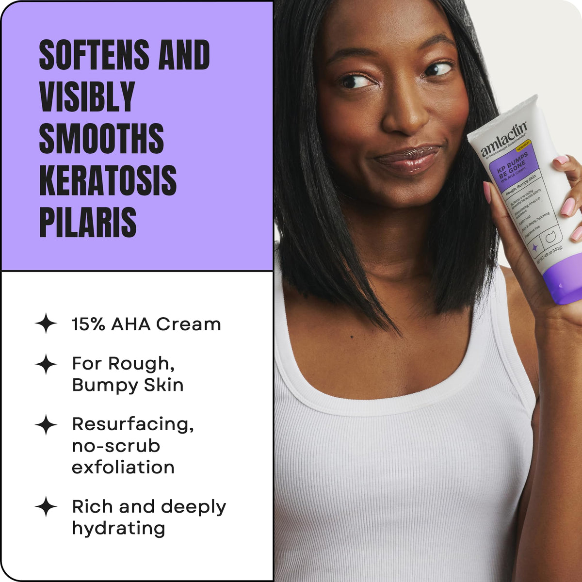 AmLactin KP Bumps Be Gone Body Cream 15% Lactic Acid tube side view