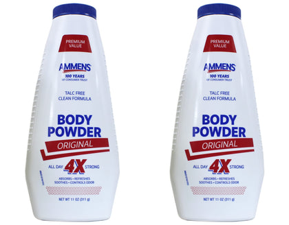 AMMENS Body Powder Original front view 11 oz pack of 2