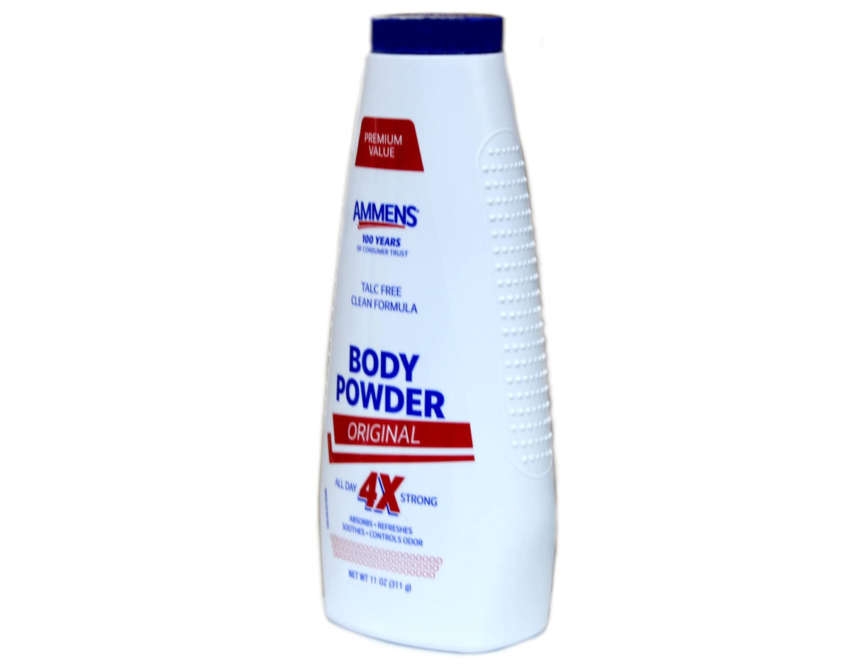 AMMENS Body Powder Original side view showing packaging