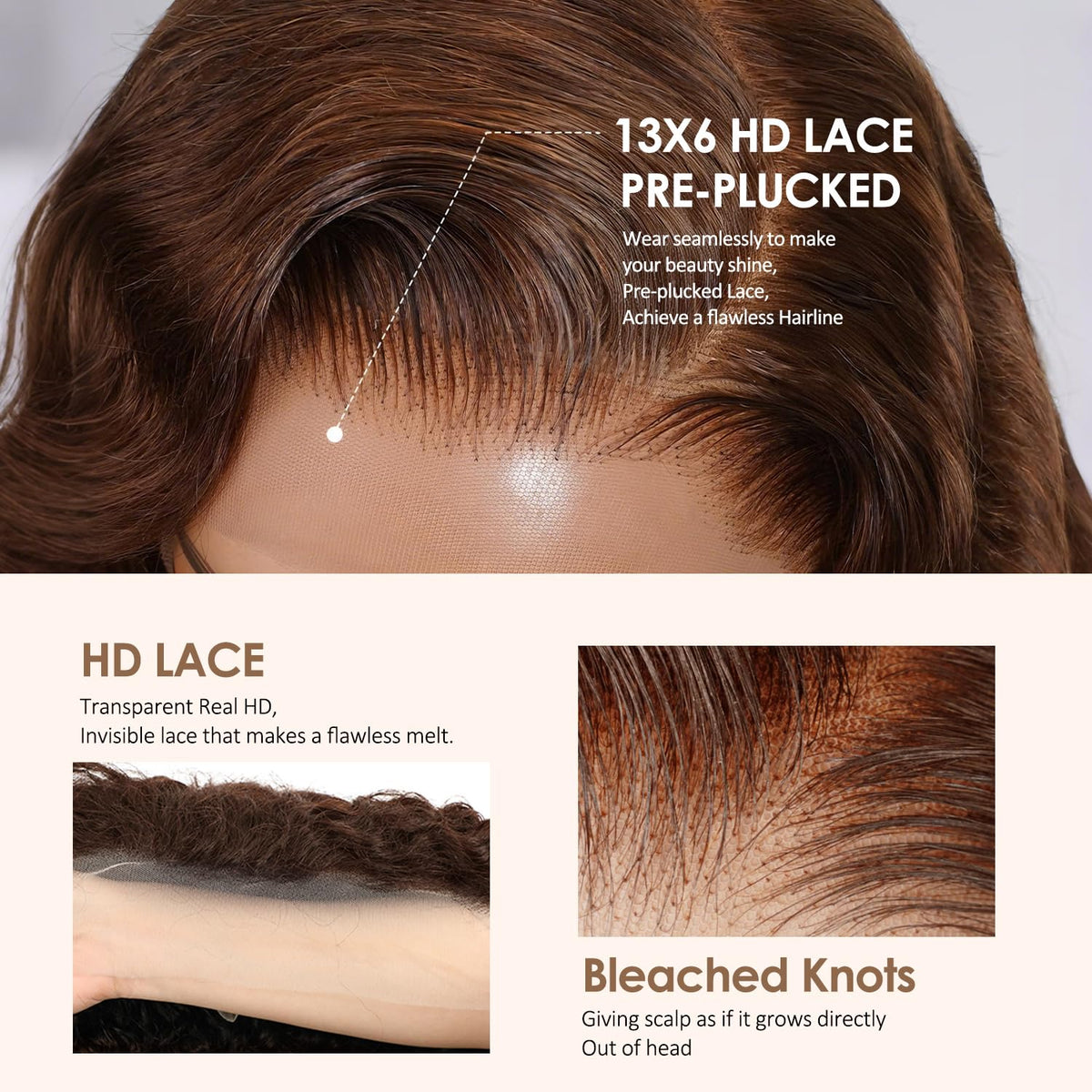 Amyes Chocolate Brown Human Hair Wig displayed in packaging