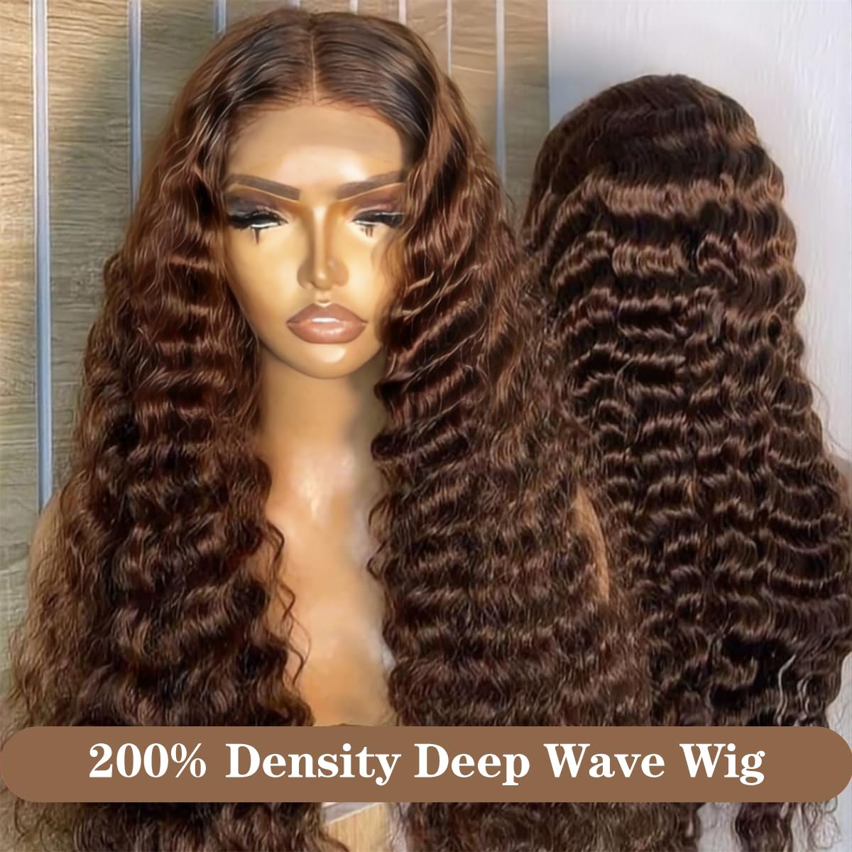 Amyes Chocolate Brown Human Hair Wig showing hair texture and density