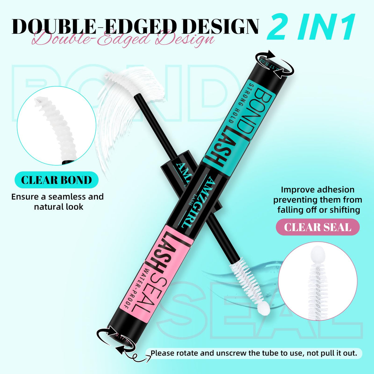 AMZGIRL LASH Clear Lash Bond and Seal bottle close-up