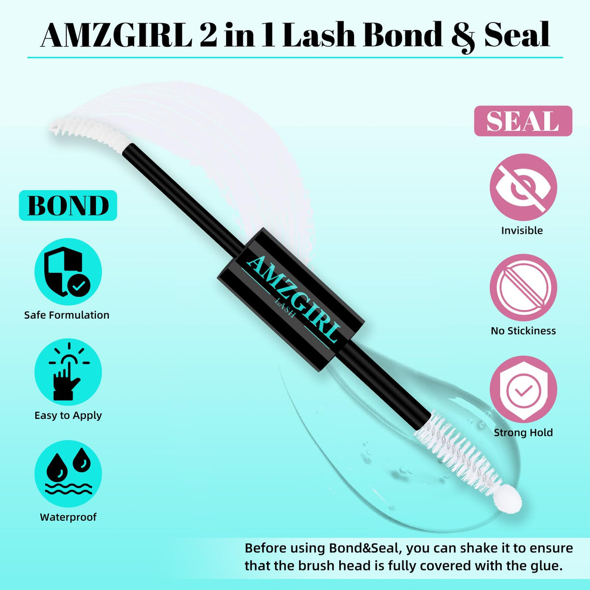 AMZGIRL LASH Clear Lash Bond and Seal with spiral brush