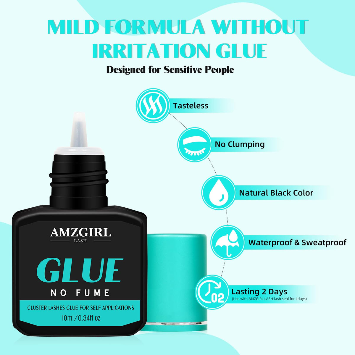 AMZGIRL Lash Cluster Glue with cleaning cotton pads and brushes
