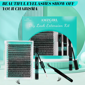 AMZGIRL Lash Clusters Kit displayed with tools