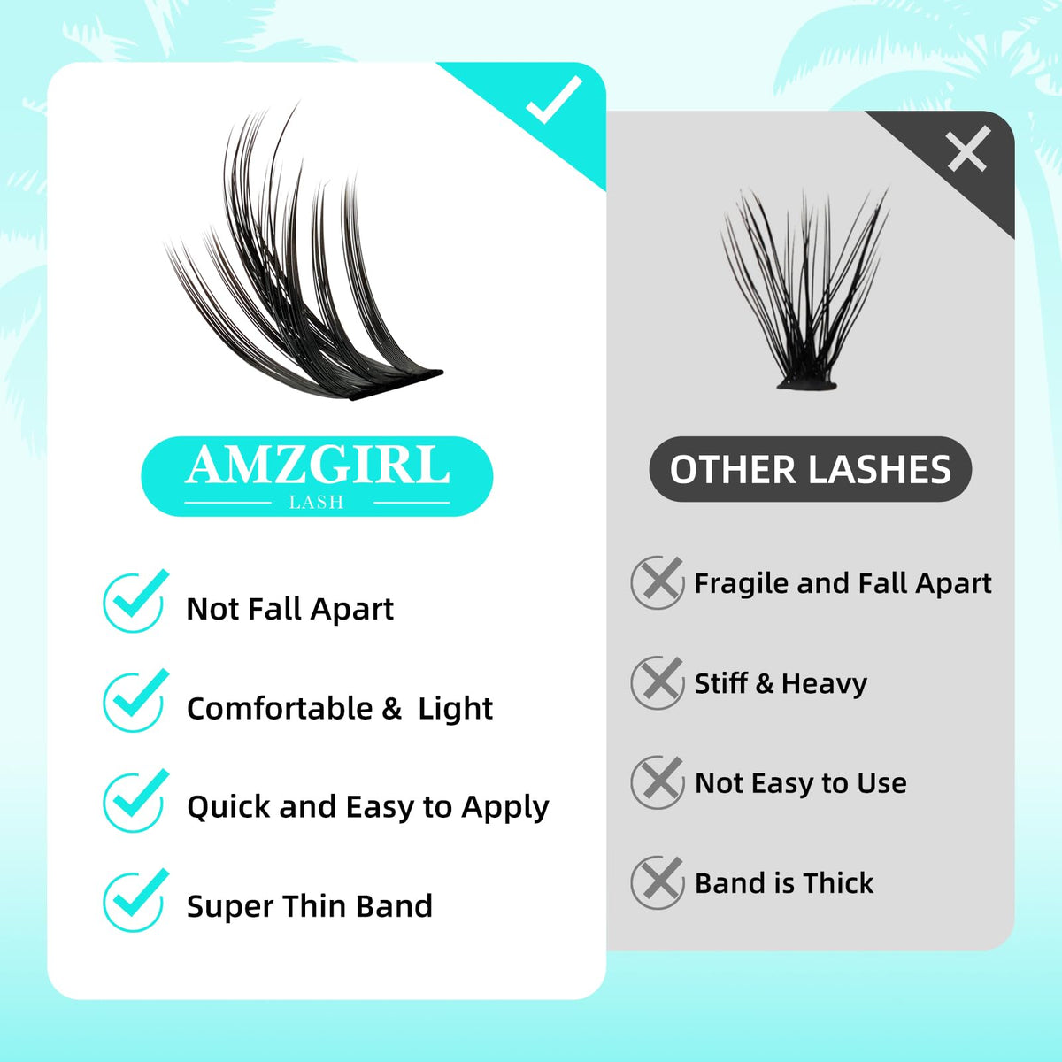 AMZGIRL LASH Fairy Lash Clusters displayed on a makeup table