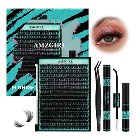 AMZGIRL LASH Fluffy Lash Clusters Kit contents including lashes and applicator