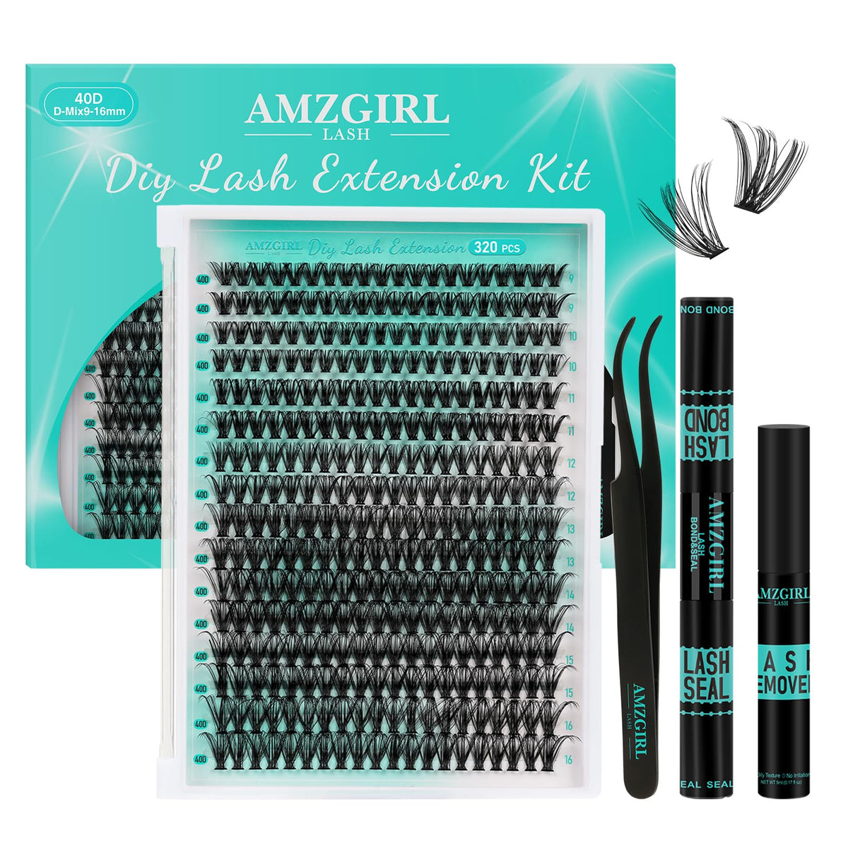 AMZGIRL LASH Fluffy Lash Clusters Kit packaging front view