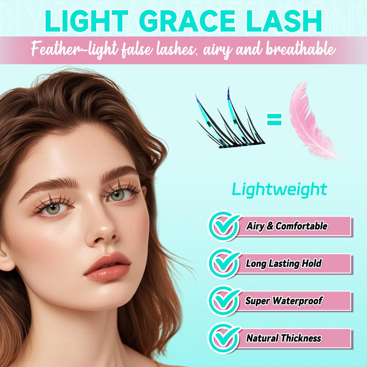 AMZGIRL LASH Glitter Lash Clusters Kit displayed with makeup tools