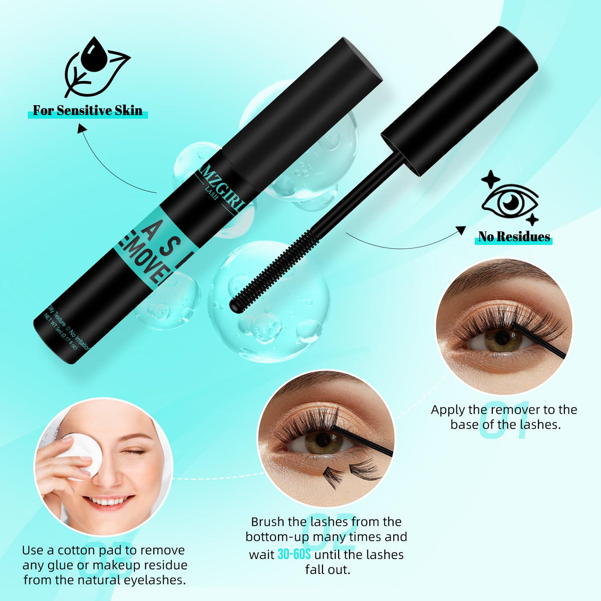 AMZGIRL LASH Lash Bond and Seal Remover Kit contents laid out
