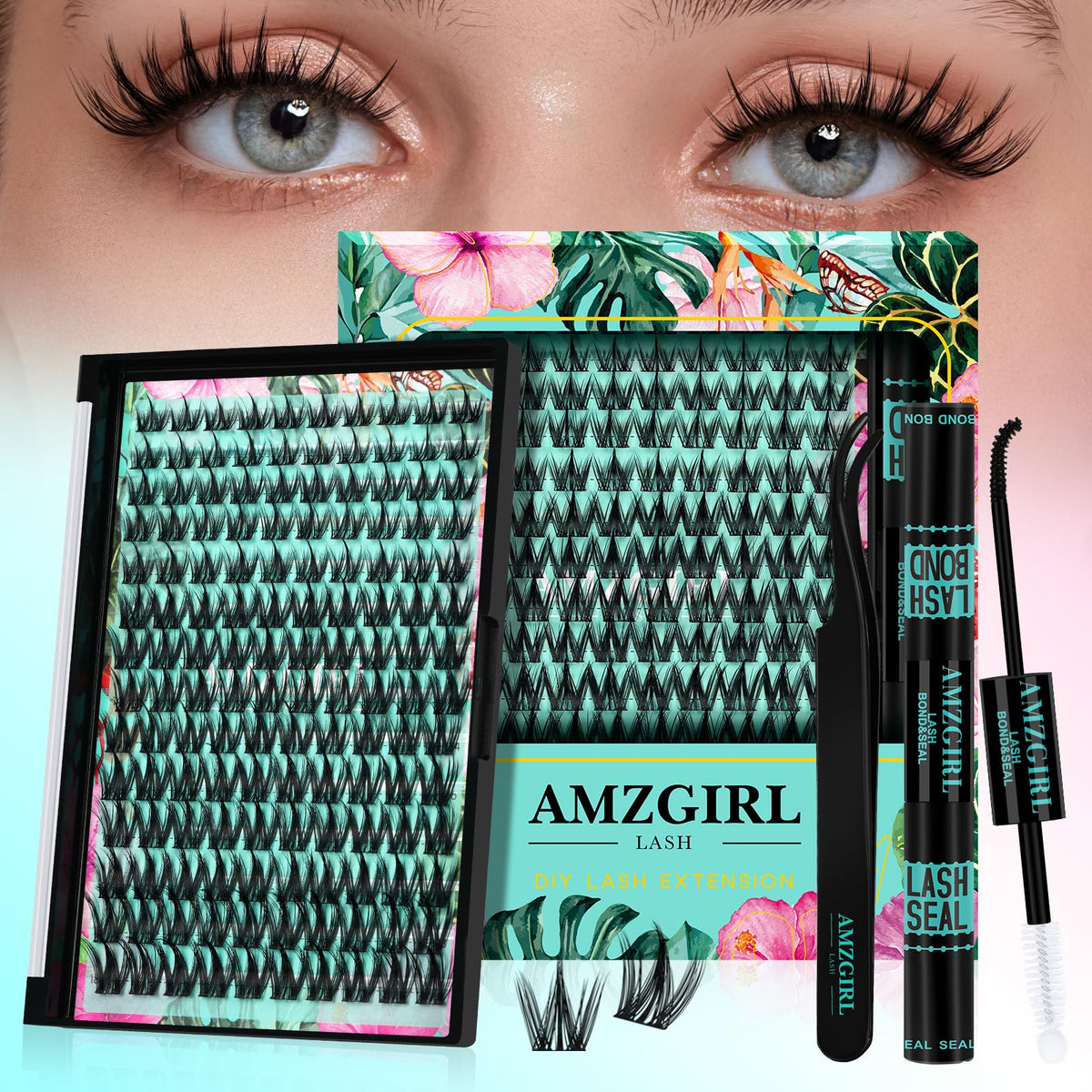 AMZGIRL LASH Lash Clusters Kit with 140 manga lashes