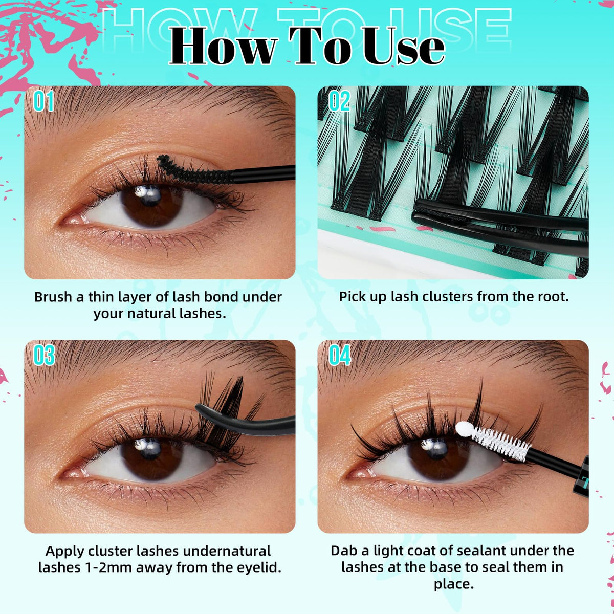 AMZGIRL LASH Manga Lash Clusters displayed with tools