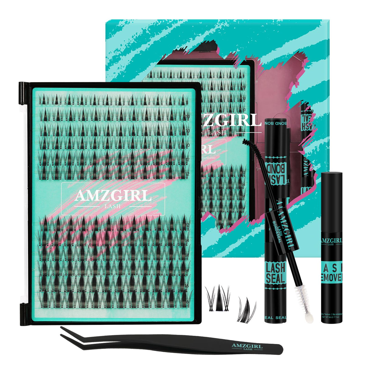 AMZGIRL LASH Manga Lash Clusters Kit front view with 144 PCS