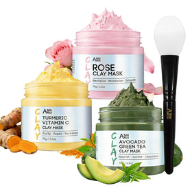 ANAI RUI Clay Mask Set including Rose, Turmeric, and Avocado masks