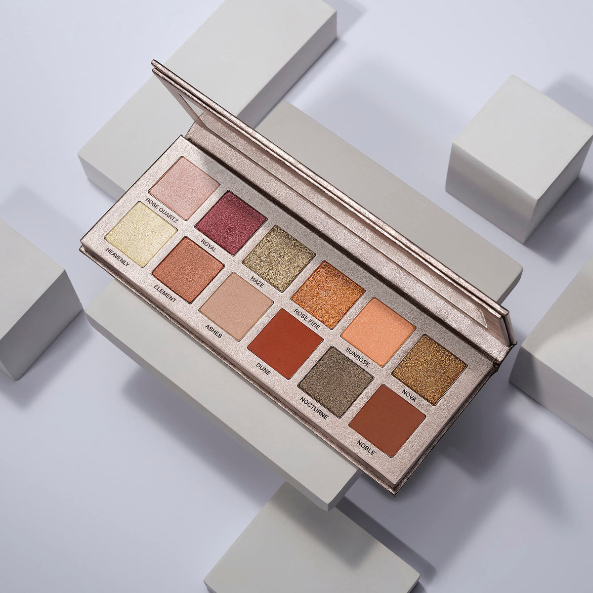 Anastasia Beverly Hills Rose Metals Palette lifestyle shot on vanity