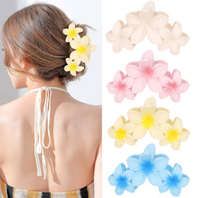 ANBALA Flower Claw Clips in pink, yellow, white, and blue