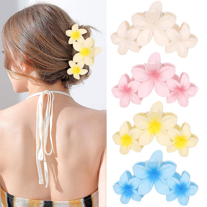 ANBALA Flower Claw Clips in pink, yellow, white, and blue