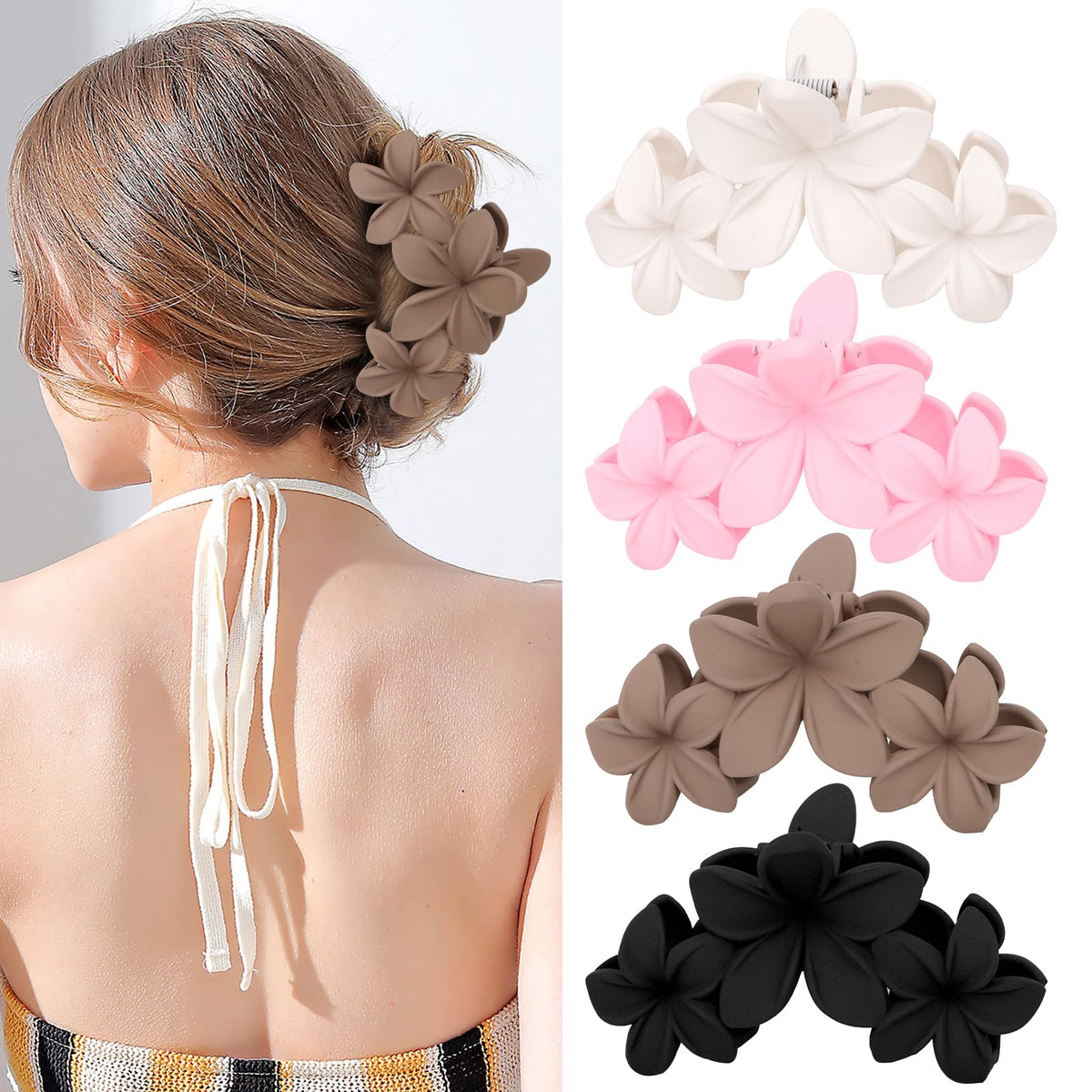 ANBALA Flower Hair Accessories set of four clips in various colors