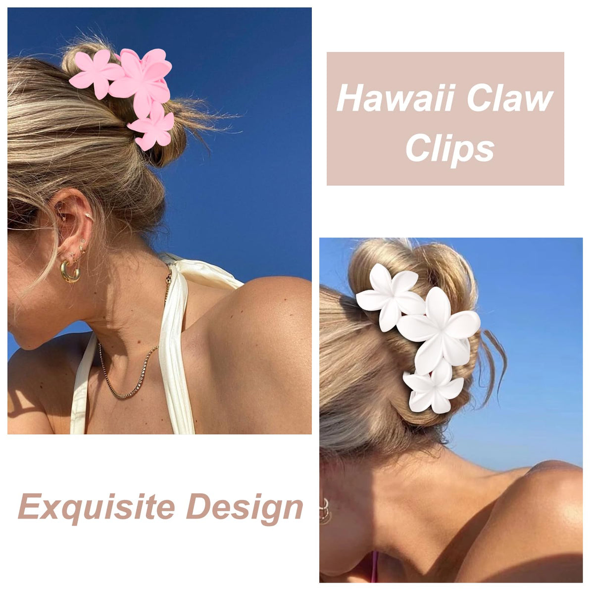 ANBALA flower hair clip in black on a model's hair