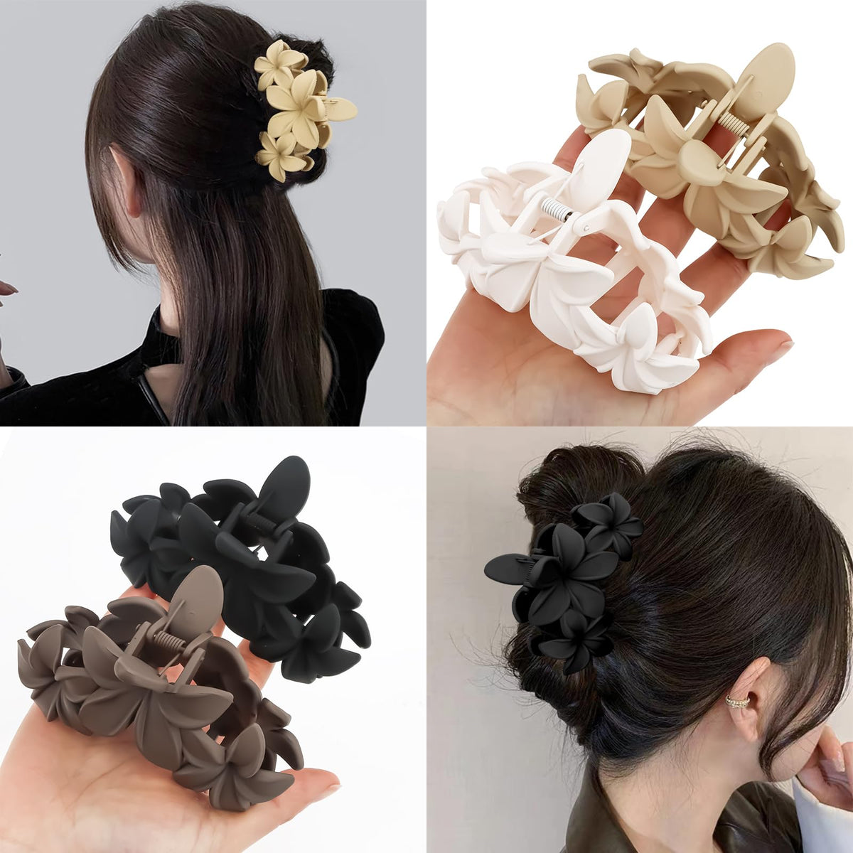 ANBALA Flower Hair Clip in brown with hair styled up