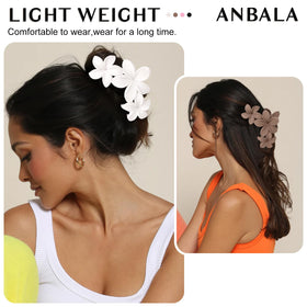 ANBALA flower hair clip in white displayed on a table