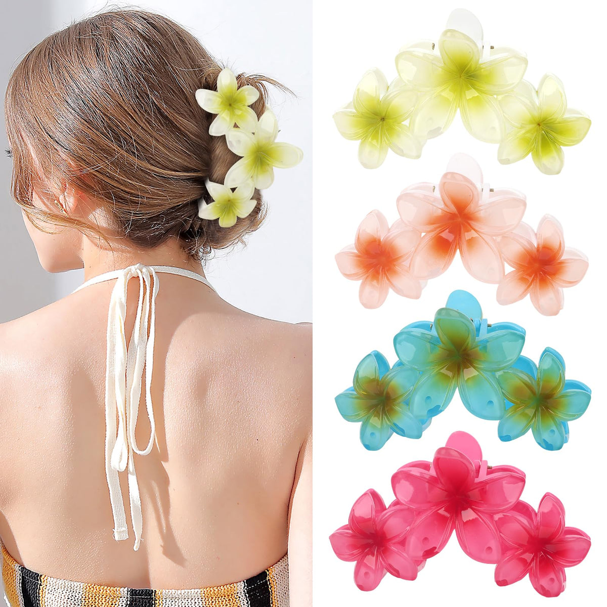 ANBALA Flower Hair Clips colorful set front view