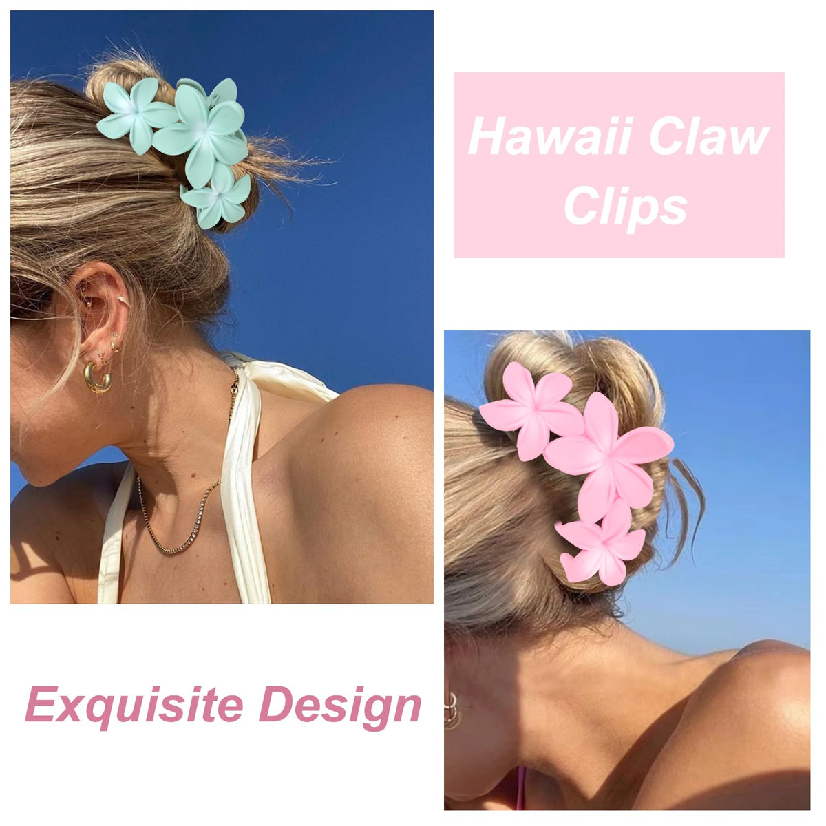 ANBALA flower hair clips displayed on a colorful background