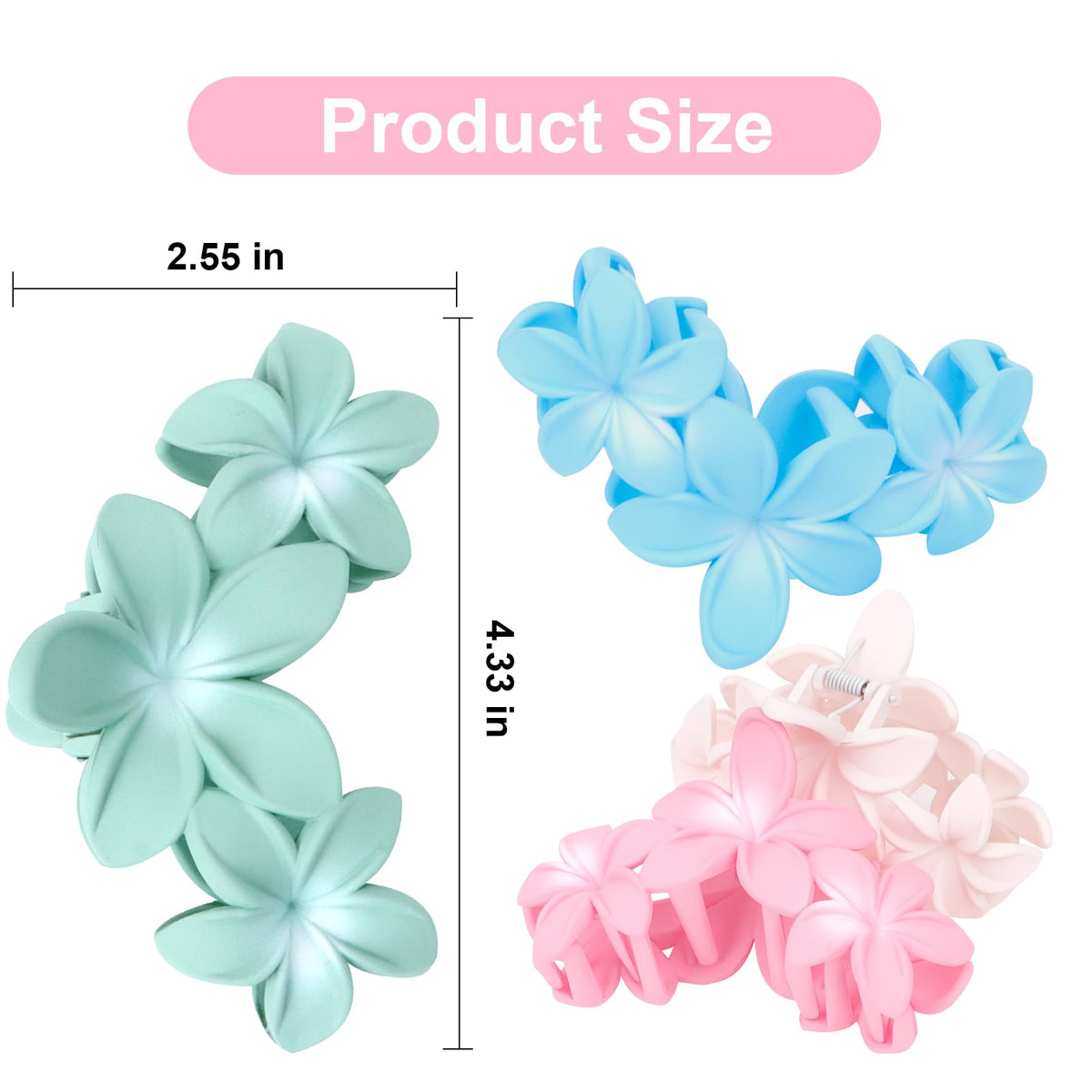 ANBALA flower hair clips in white, blue, pink, and green