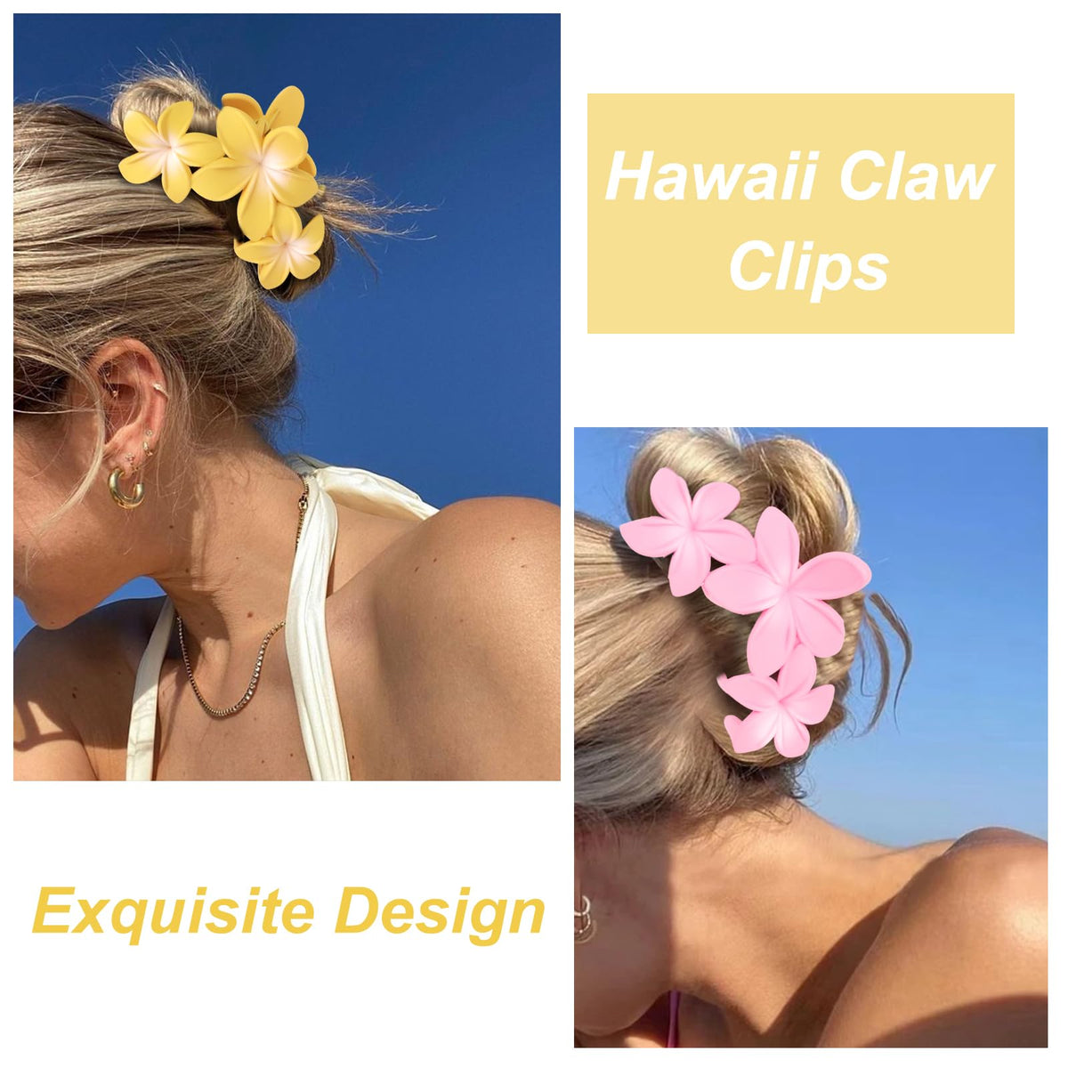 ANBALA Hawaiian Plumeria hair clip in blue color