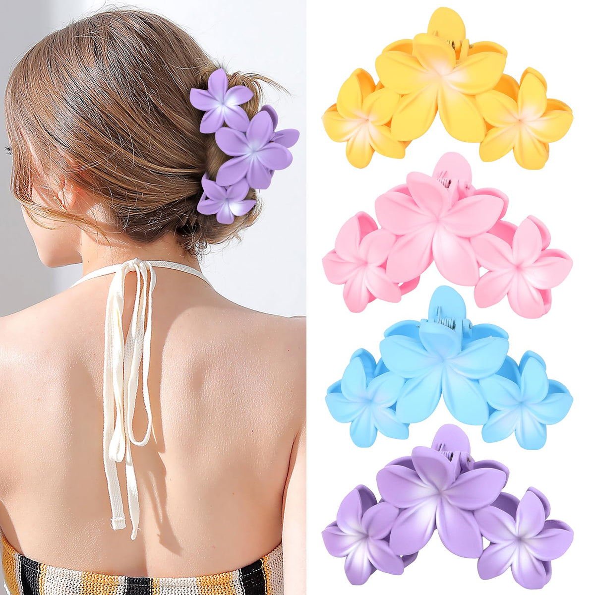 ANBALA Hawaiian Plumeria hair clip in pink color