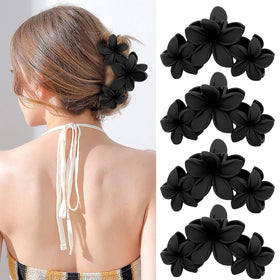 ANBALA Matte Flower Hair Clip in black front view